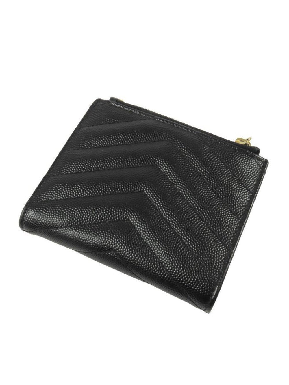 Saint Laurent Bifold Wallet Black Leather Cassandra Logo Compact - Picture 2 of 9